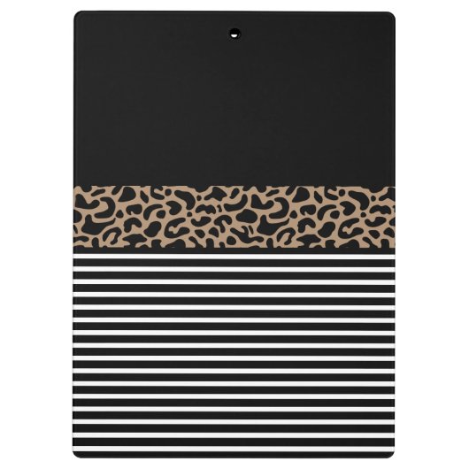Chic Monogram Black Leopard Animal Print Klemmbrett (Rückseite)