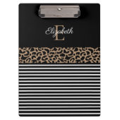 Chic Monogram Black Leopard Animal Print Klemmbrett (Vorderseite)
