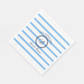 Chic Monogram Blue Stripes Family Name Beach House Serviette (Ecke)
