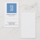Chic Monogram Blue White Niedlich Business Card Visitenkarte (Vorne/Hinten)
