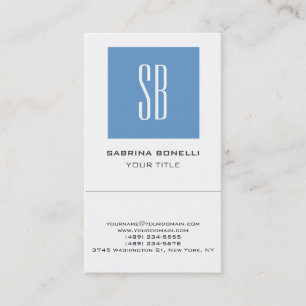 Chic Monogram Blue White Niedlich Business Card Visitenkarte