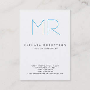 Chic Monogram Blue White Niedlich Business Card Visitenkarte