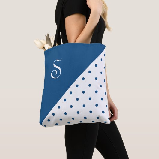 Chic Monogram Blue White Polka Dot Geometric Tasche (Von Nahem)