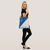 Chic Monogram Blue White Polka Dot Geometric Tasche (Am Model)