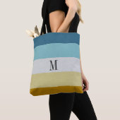Chic Monogram Blue Yellow White Leather Strip Tasche (Von Nahem)