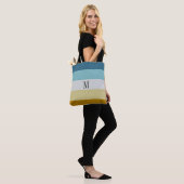 Chic Monogram Blue Yellow White Leather Strip Tasche (Am Model)