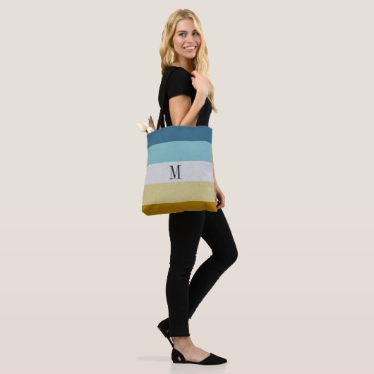 Chic Monogram Blue Yellow White Leather Strip Tasche (Am Model)