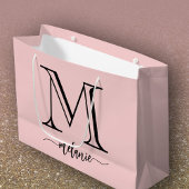 Chic Monogram Blush Pink Black Large Gift Bag Große Geschenktüte
