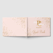 Chic Monogram | Blush Pink Gold Confetti Wedding Gästebuch (Voll)