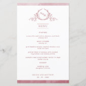 Chic Monogram Burgundy Watercolor Wedding Menu (Vorderseite)