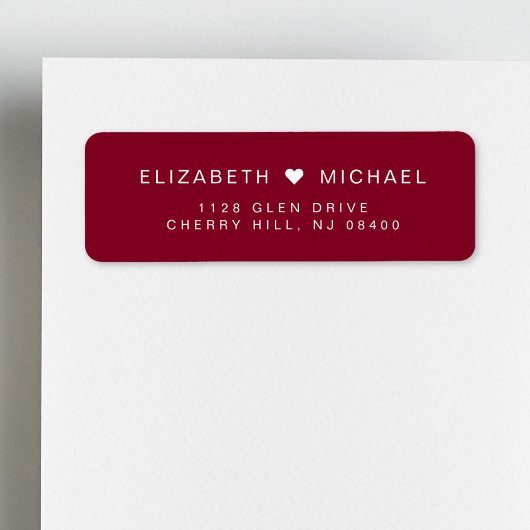 Chic Monogram Burgundy Wedding Rücksendeadresse