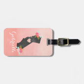 Chic Monogram California Staat & Bewegliches Herz Gepäckanhänger (Vorderseite horizontal)