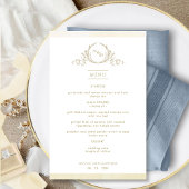 Chic Monogram Champagne Watercolor Wedding Menu