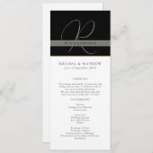 Chic Monogram Charcoal Schwarz-weiß Wedding Programm (Vorne/Hinten)