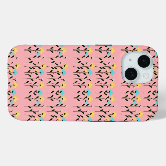 Chic Monogram Chic Graues Floral Pattern Case-Mate iPhone Hülle (Rückseite (Horizontal))