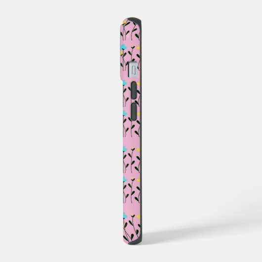 Chic Monogram Chic Graues Floral Pattern iPhone 15 Hülle (Linke Seite)