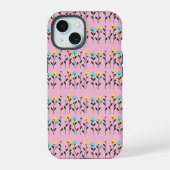 Chic Monogram Chic Graues Floral Pattern iPhone 15 Hülle (Rückseite)