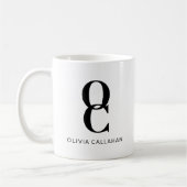 Chic Monogram Classic Elegant Minimal Schwarz-weiß Kaffeetasse (Links)