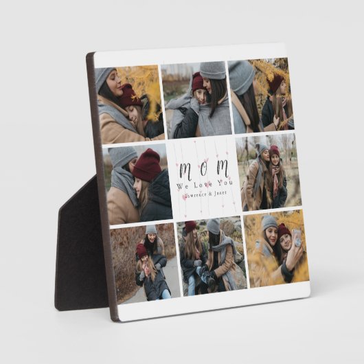 Chic Monogram Custom Fotos Collage Mother Fotoplatte (Vorderseite)