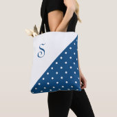 Chic Monogram Dark Blue White Polka Dot Geometric Tasche (Von Nahem)
