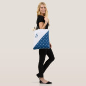Chic Monogram Dark Blue White Polka Dot Geometric Tasche (Am Model)