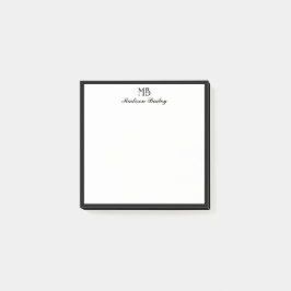 Chic Monogram Decorative Typografie | Schwarze Gre Post-it Klebezettel