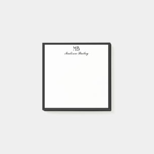 Chic Monogram Decorative Typografie   Schwarze Gre Post-it Klebezettel
