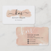 CHIC MONOGRAM elegante Initialen rosa Aquarellfarb Visitenkarte (Vorne/Hinten)