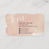 CHIC MONOGRAM elegante Initialen rosa Aquarellfarb Visitenkarte (Rückseite)