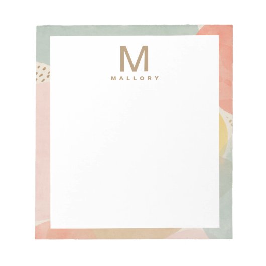 Chic Monogram farbenfrohe Abstrakte Formen Notizblock (Vorderseite)