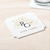 Chic Monogram Faux Gold Floral Wedding  Untersetzer (angewinkelt)