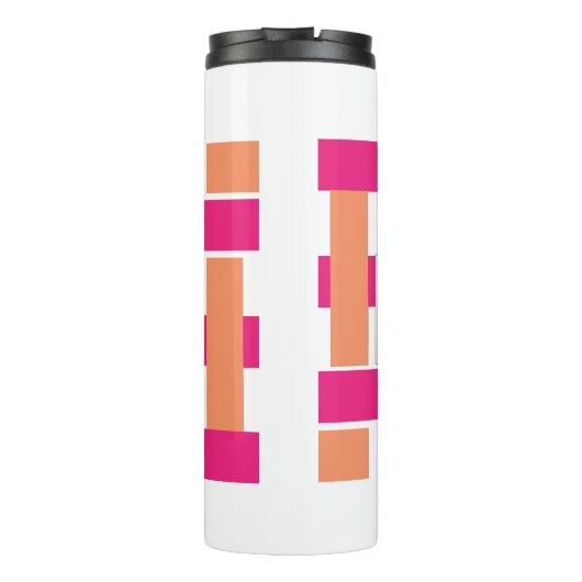 Chic Monogram Feminine Stripmuster Thermosbecher (Rückseite)