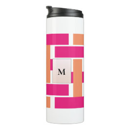 Chic Monogram Feminine Stripmuster Thermosbecher