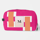 Chic Monogram Feminine Stripmuster Waschbeutel (Vorderseite)