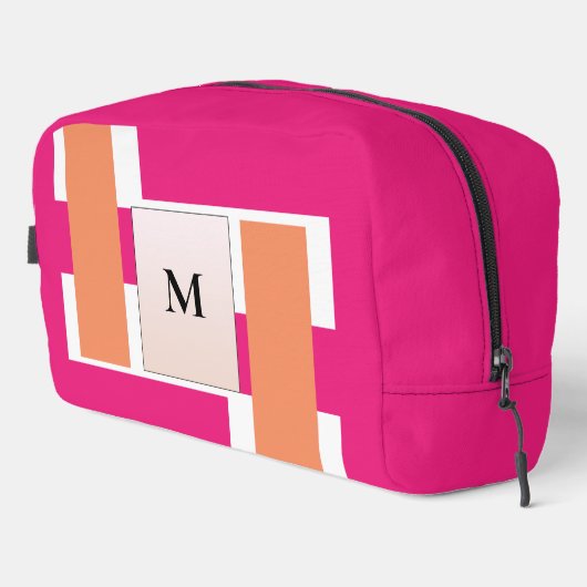 Chic Monogram Feminine Stripmuster Waschbeutel (Rechte Ecke)