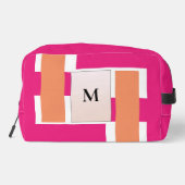 Chic Monogram Feminine Stripmuster Waschbeutel (Rückseite)