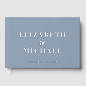 Chic Monogram Foto Dusty Blue Wedding Gästebuch (Vorderseite)