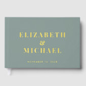 Chic Monogram Foto Sage Green Wedding Gästebuch (Vorderseite)