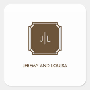 Chic Monogram-Geschenkanhänger Quadratischer Aufkleber