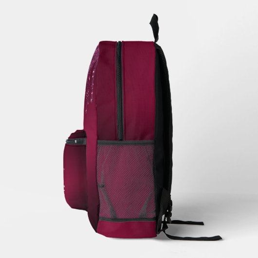 Chic Monogram Girly Hot Pink Glitzer Tropfen Bedruckter Rucksack (Rechts)