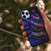 Chic Monogram Glitzer Christmas Tree Navy Case-Mate iPhone Hülle