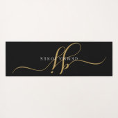 Chic Monogram Gold Script Initials Black Yogamatte (Rückseite (Horizontal))