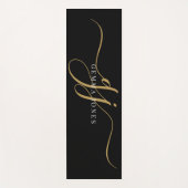 Chic Monogram Gold Script Initials Black Yogamatte (Vorderseite)