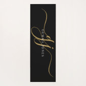 Chic Monogram Gold Script Initials Black Yogamatte (Rückseite)