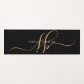 Chic Monogram Gold Script Initials Black Yogamatte (Vorderseite (Horizontal))