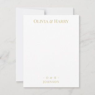 Chic Monogram Gold White Wedding Note Card Mitteilungskarte