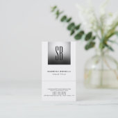 Chic Monogram Graue, weiße Niedliche Visitenkarte (Stehend Vorderseite)