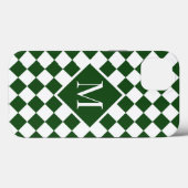 Chic Monogram Green White Checkered Pattern Case-Mate iPhone Hülle (Rückseite (Horizontal))