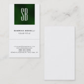 Chic Monogram Green White Niedlich Business Card Visitenkarte (Vorne/Hinten)