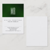 Chic Monogram Green White Niedlich Business Card Visitenkarte (Vorne/Hinten)